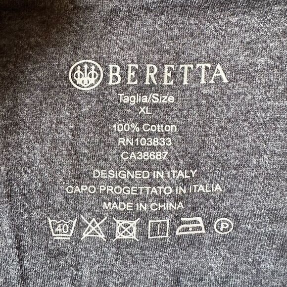 Beretta XL Gunmetal Gray Ling Sleeve Henley Top - Picture 2 of 6